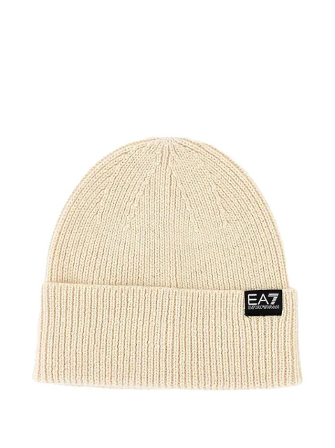 Ea7 Emporio Armani ribbed-knit beanie hat