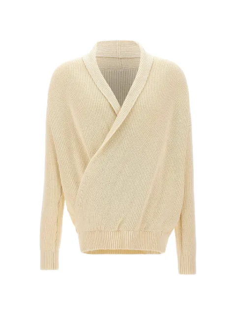 Laneus shawl-collar wrap-design sweater