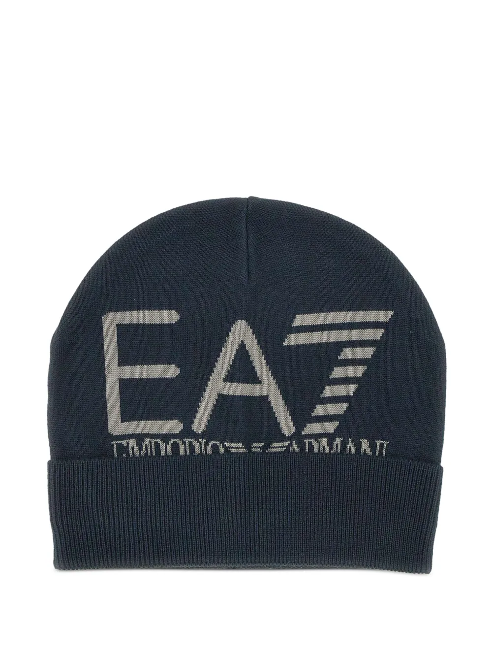 Ea7 Visibility Jacquard-logo Beanie Hat In Blue