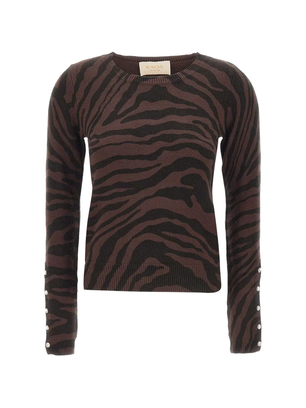 kaos tiger-stripe jewelled-button sweater