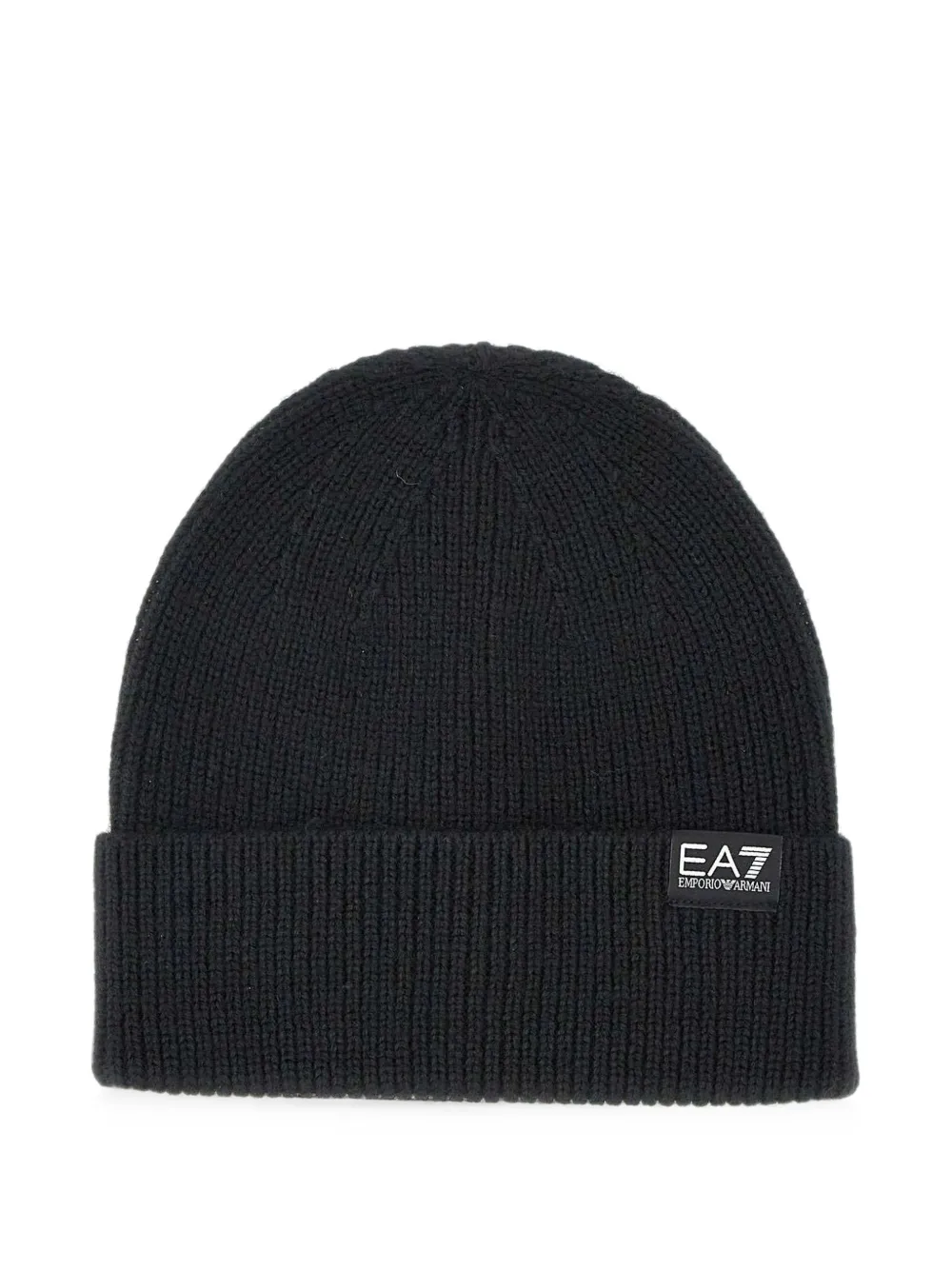 Ea7 Ribbed-knit Beanie Hat In Blue