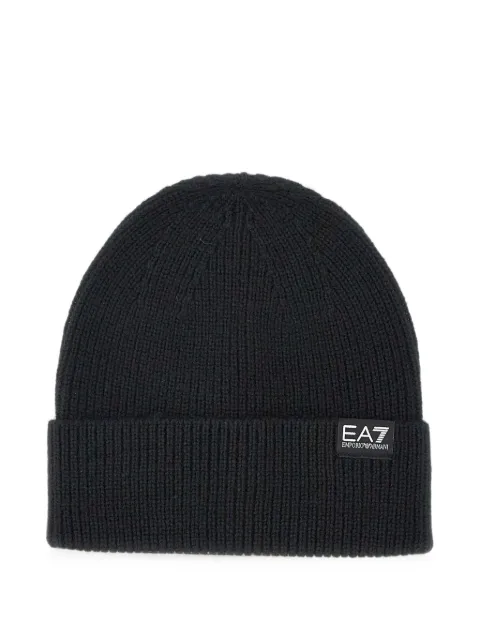 Ea7 Emporio Armani ribbed-knit beanie hat