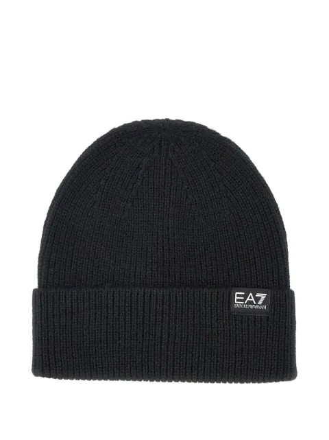 Ea7 Emporio Armani ribbed-knit beanie hat