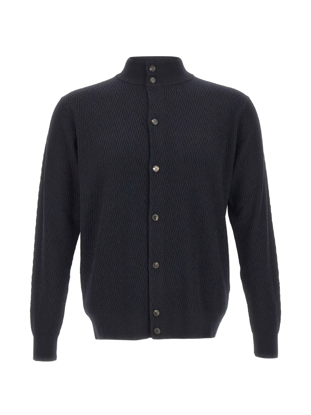 Filippo De Laurentiis geometric-pattern high-neck cardigan - Blu