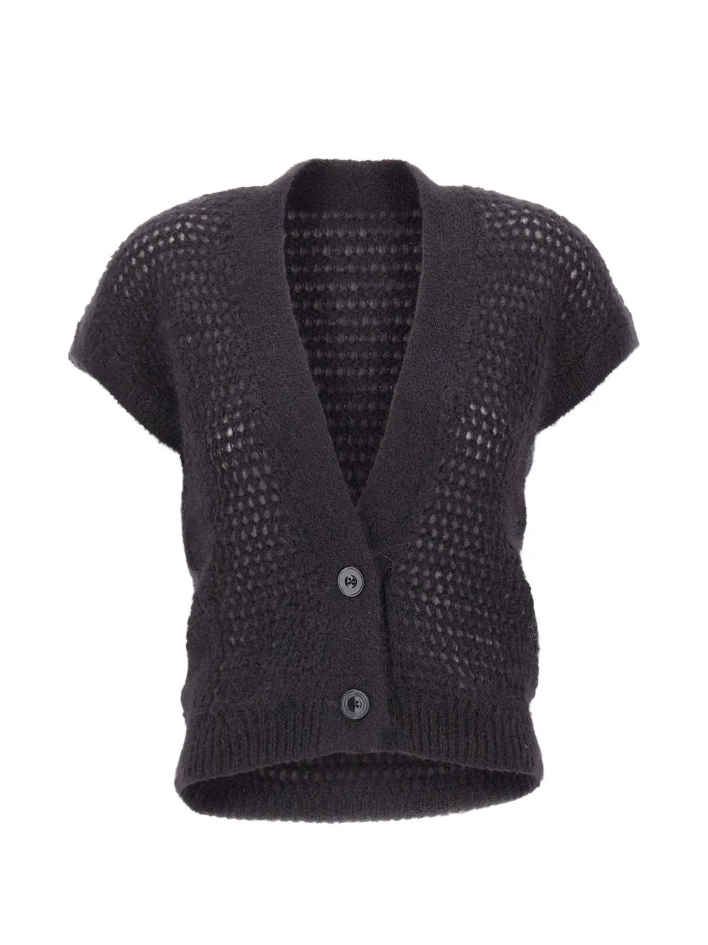 Eleventy sleeveless openwork-knit cardigan