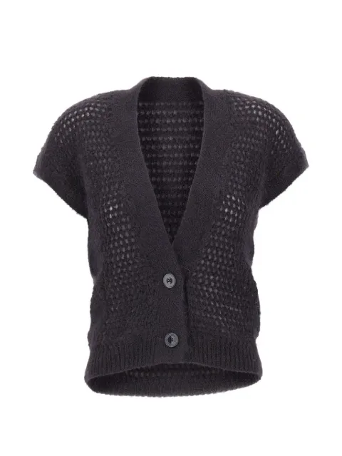Eleventy sleeveless openwork-knit cardigan