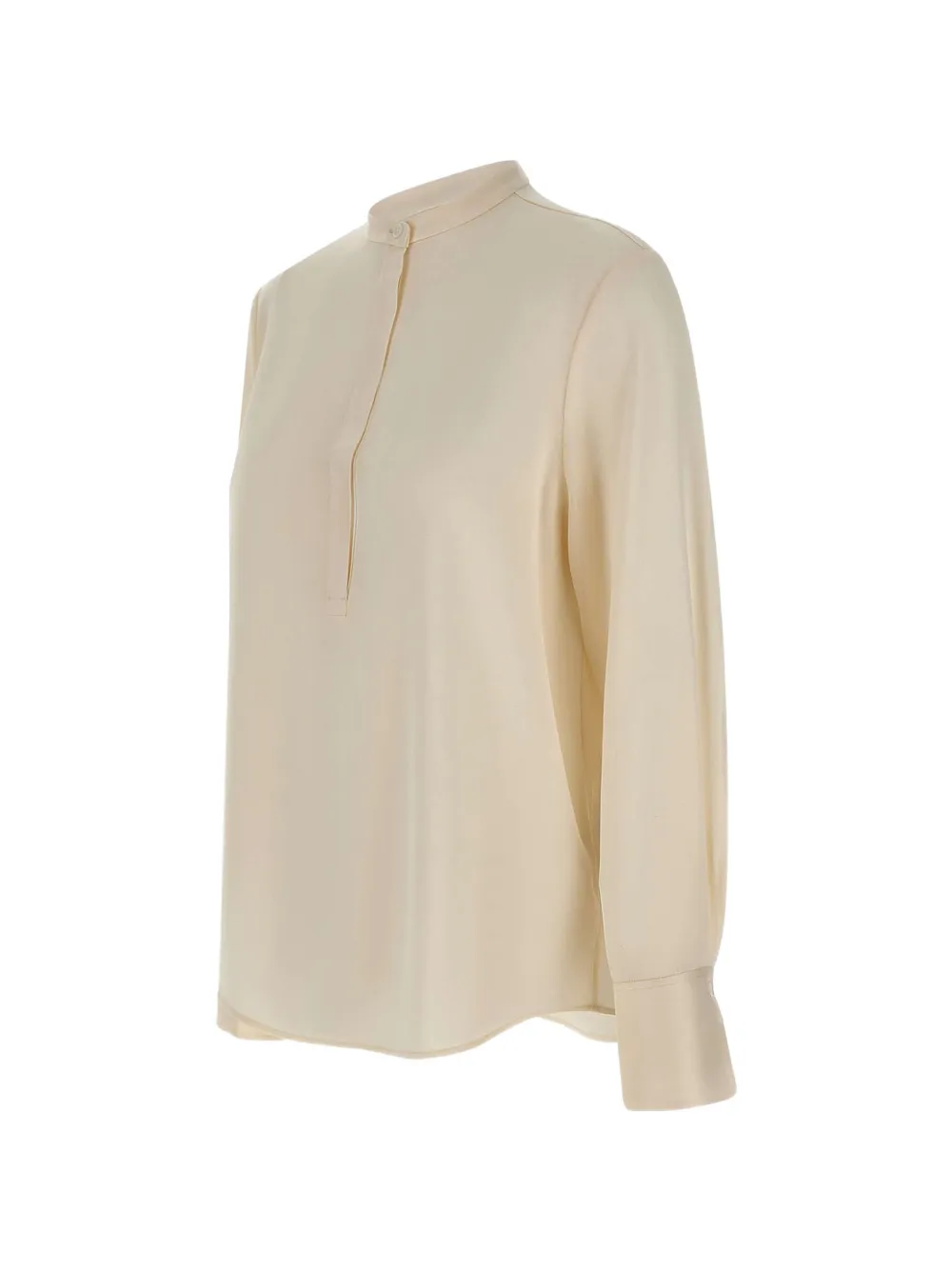 Filippa K Blouse met ronde opstaande kraag en halve knoop Beige