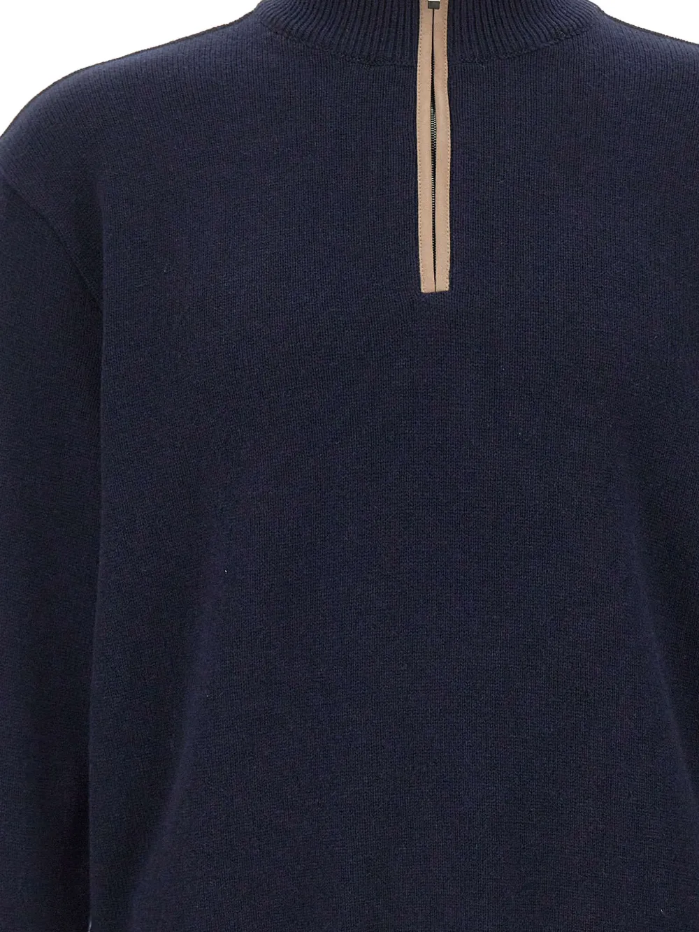 Paul & Shark Trui met contrasterende afwerking en halve rits Blauw