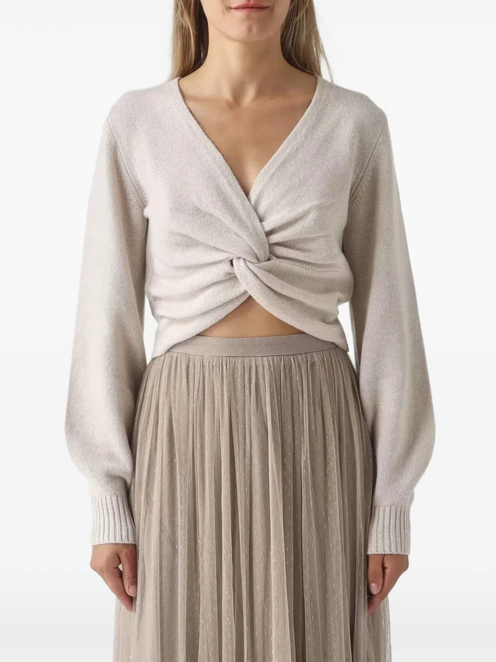 TWINSET twist-front V-neck sweater - Toni neutri