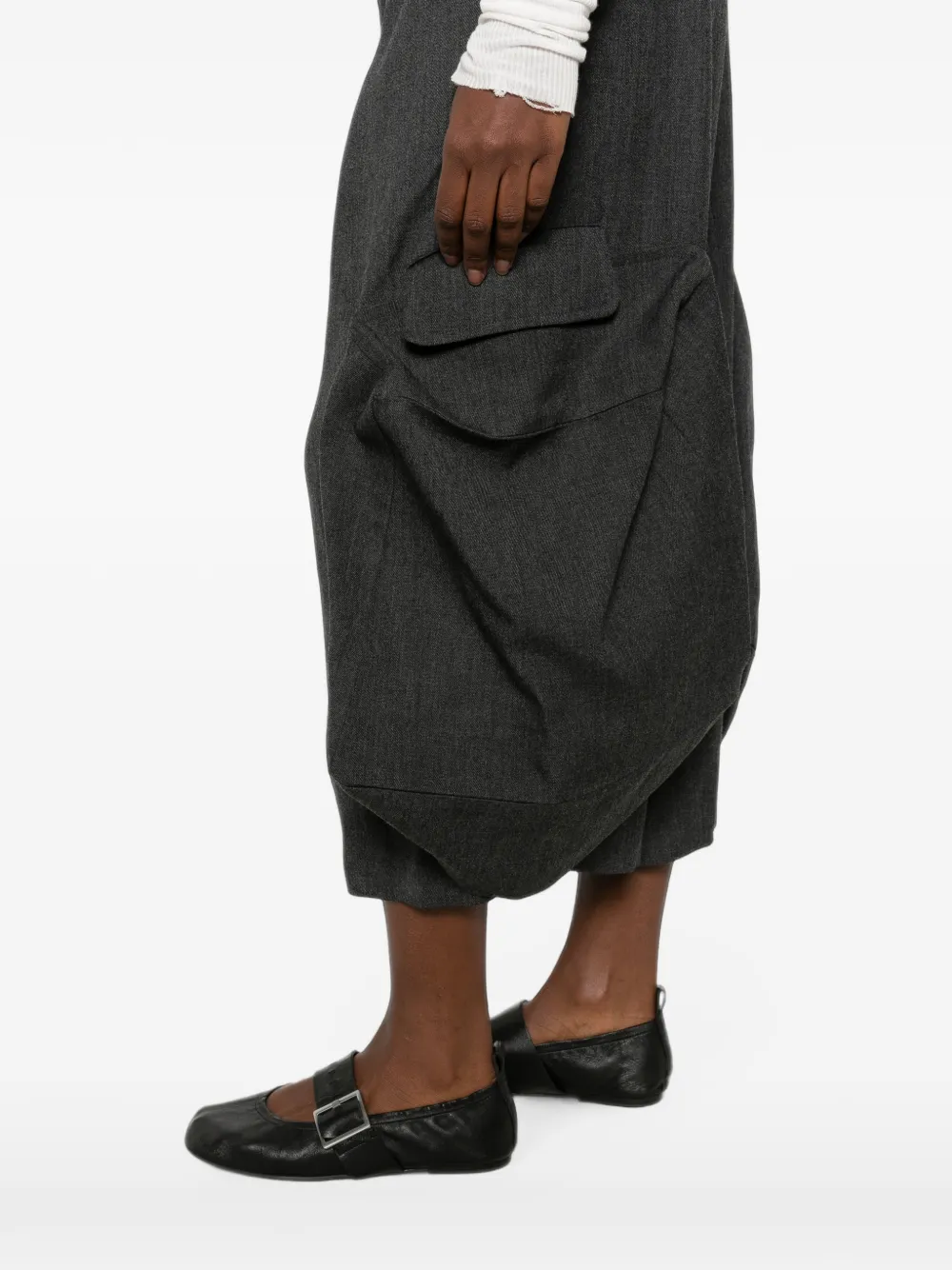 Comme Des Garçons Draped-design Cargo-pocket Trousers in Grey, view 5