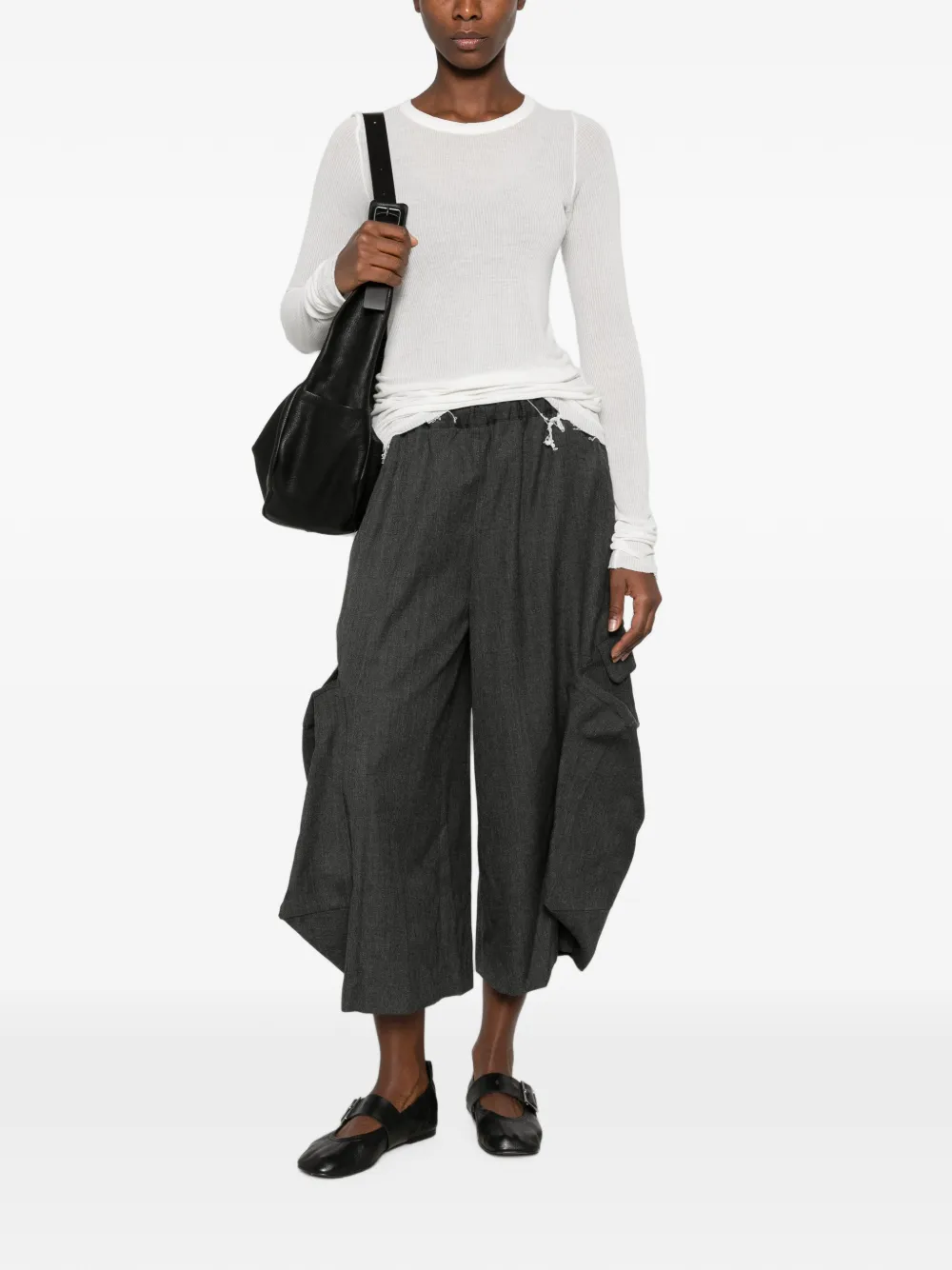 Comme Des Garçons Draped-design Cargo-pocket Trousers in Grey, view 2