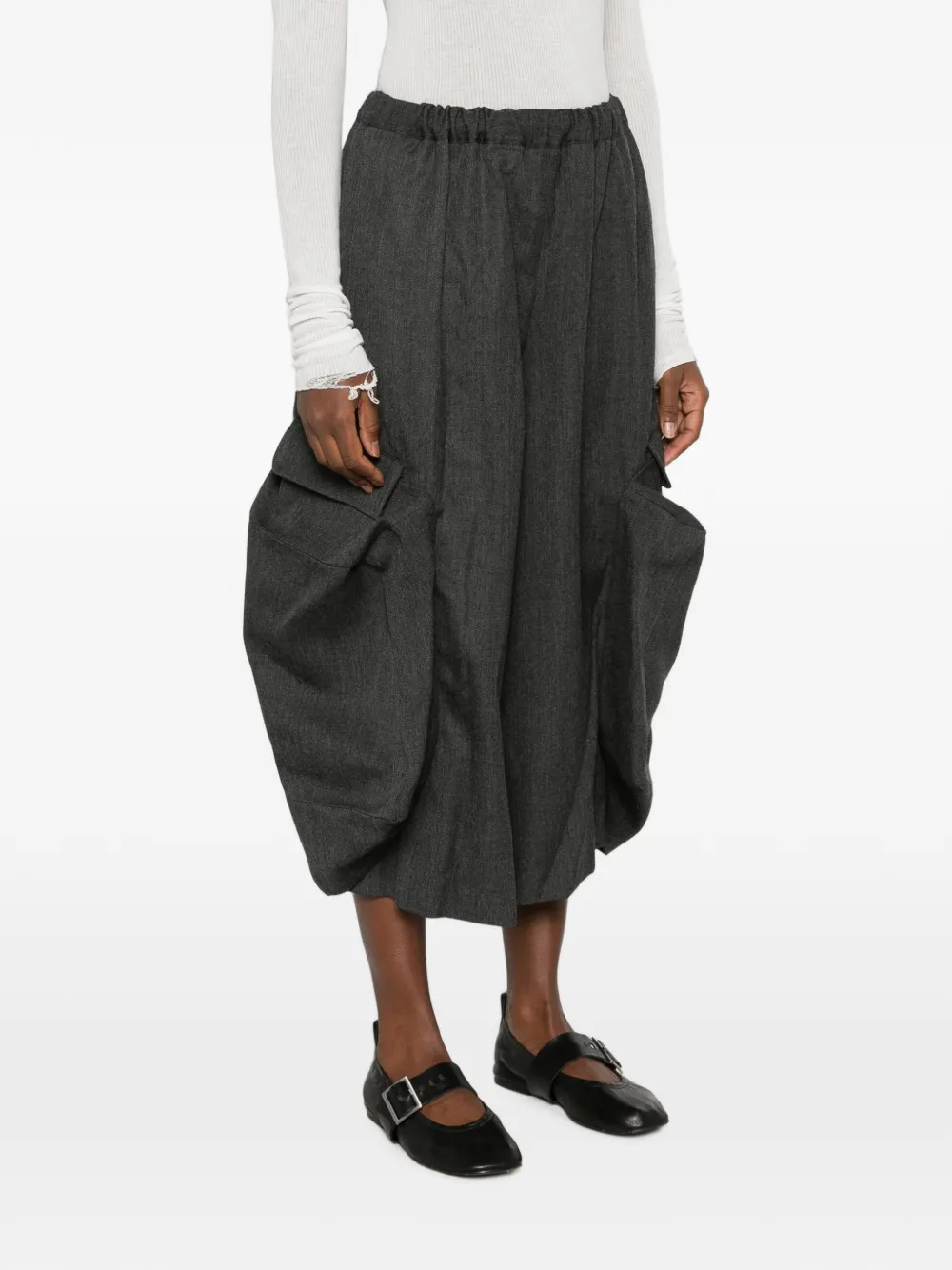 Comme Des Garçons Draped-design Cargo-pocket Trousers in Grey, view 3