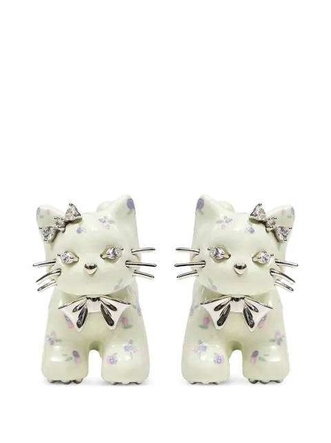 YVMIN floral-print cat-motif earrings