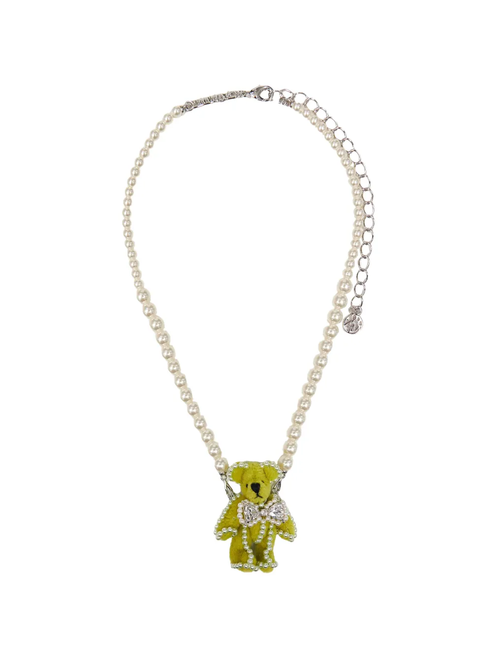 YVMIN Halskette mit Teddy und Kunstperlen - Silber