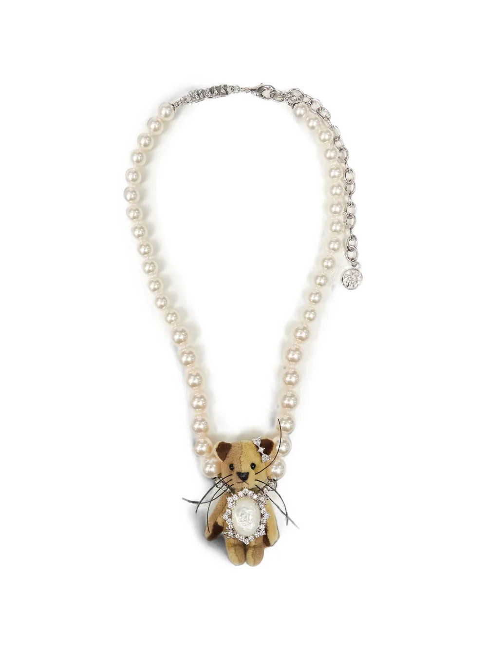 Yvmin Paradise Pearl-pendant Cat Necklace In Neutral