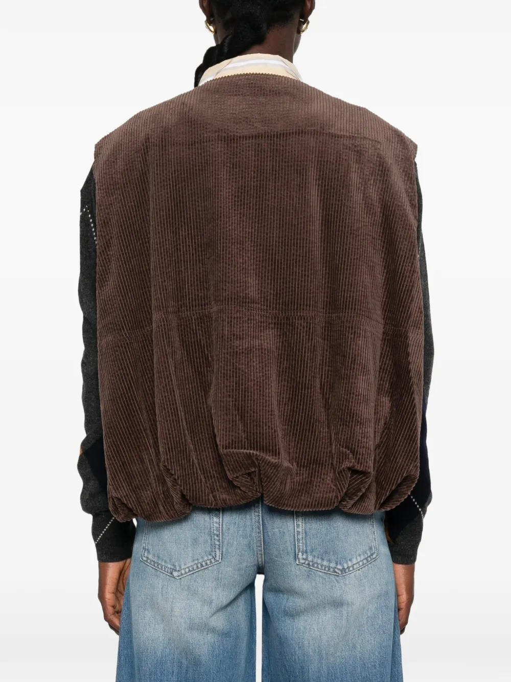 JcSophie Peace ribfluwelen bodywarmer met knopen Bruin