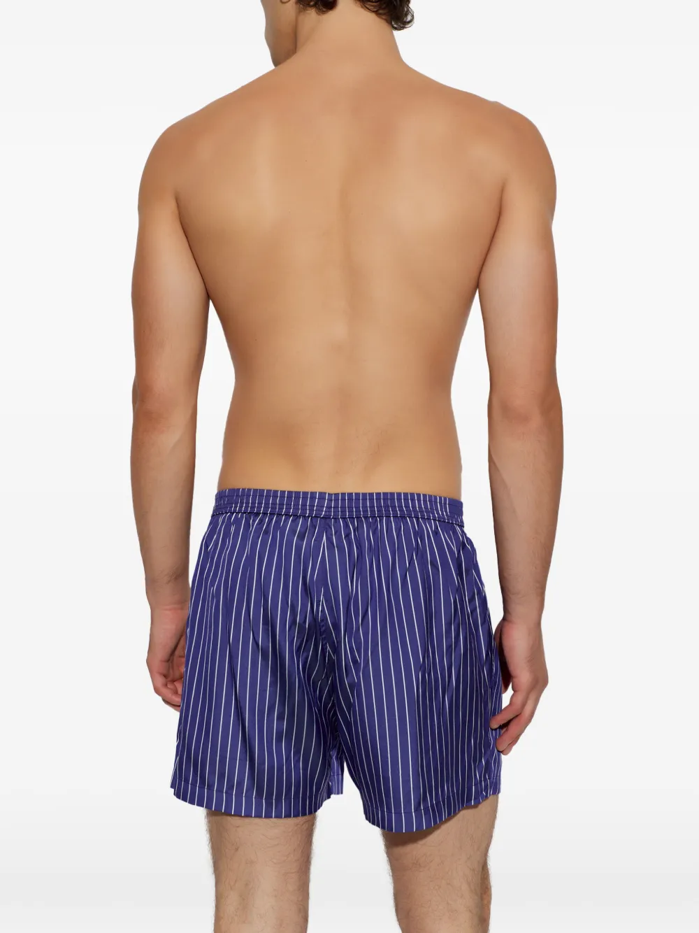 TOM FORD pinstripe-print silk boxer shorts Blauw