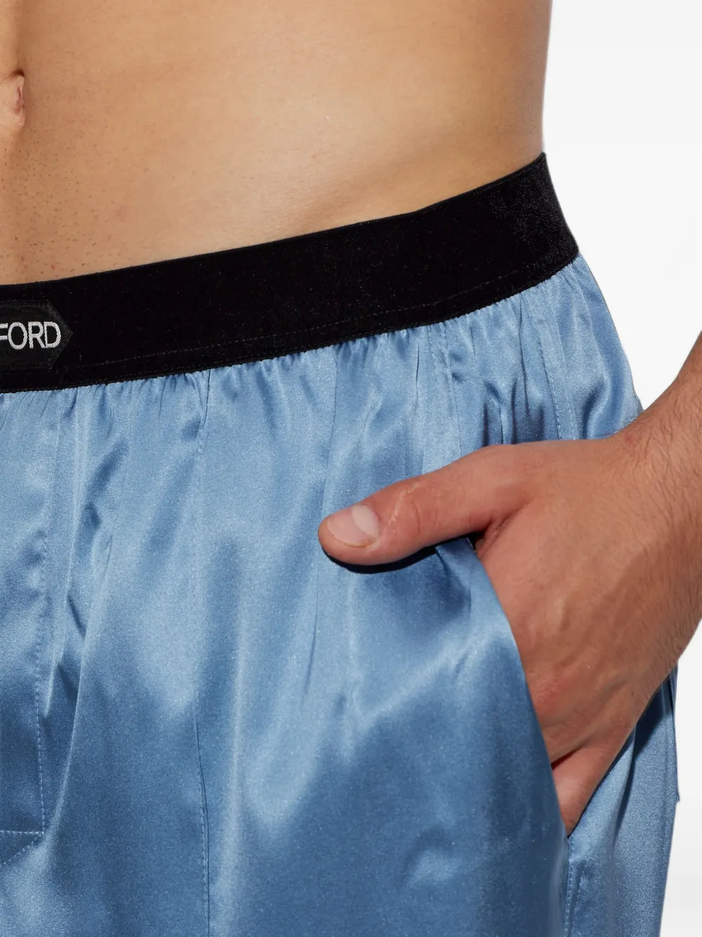 TOM FORD Pyjamabroek met logo-tailleband Blauw