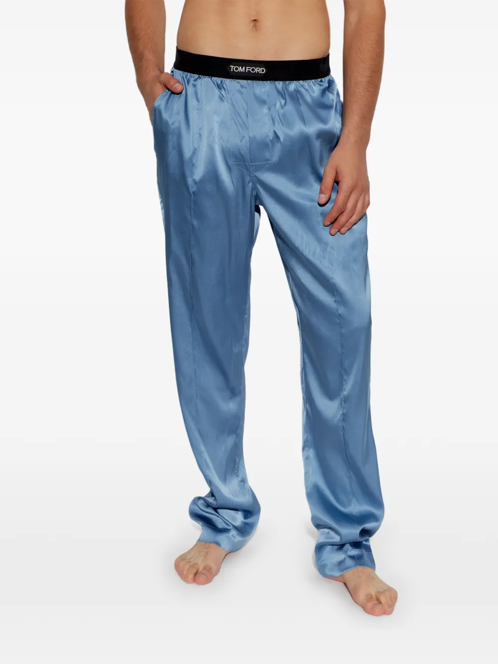 TOM FORD Pyjamabroek met logo-tailleband Blauw