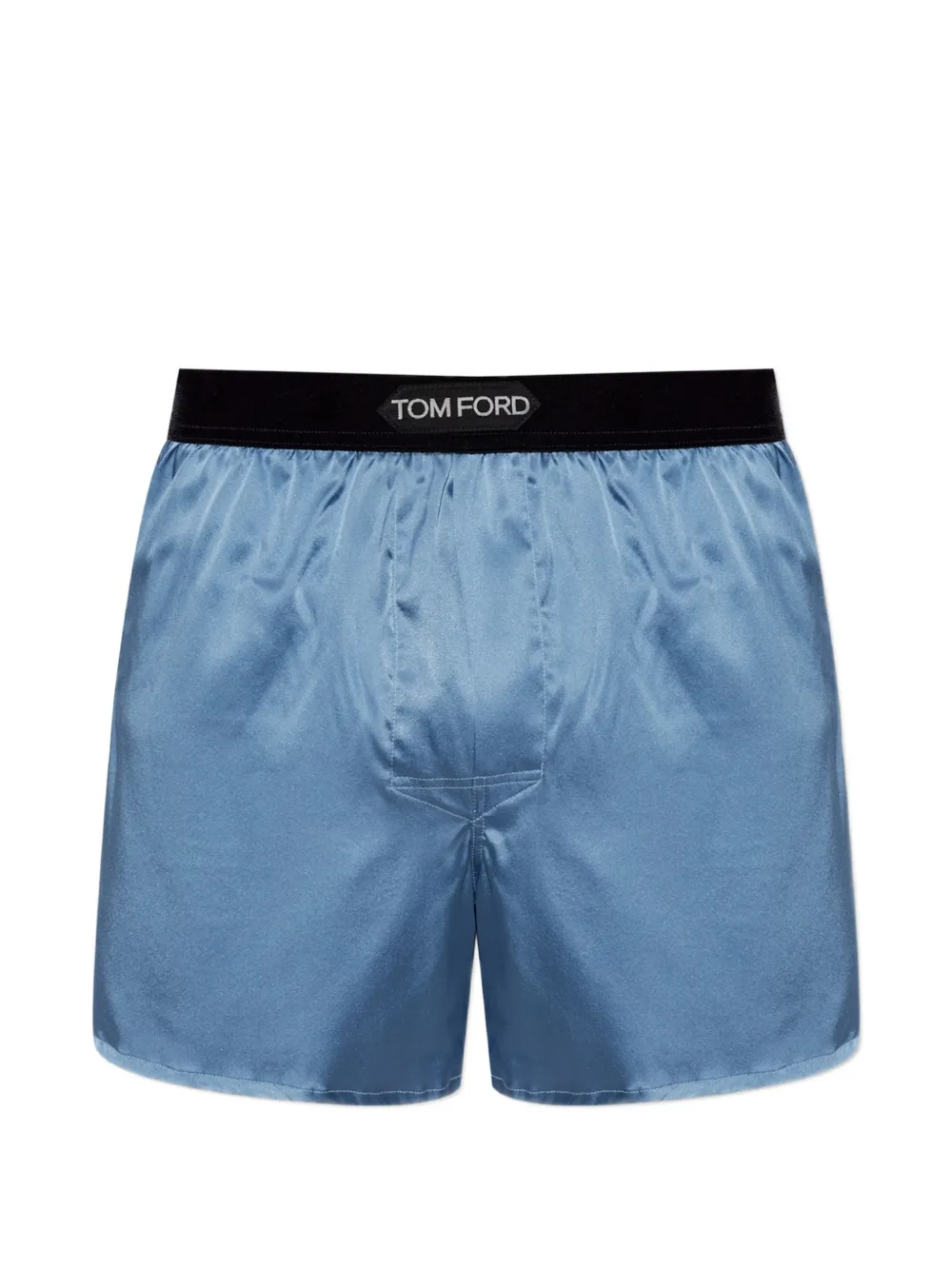 TOM FORD logo-patch silk boxer shorts - Blu