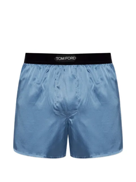 TOM FORD logo-patch silk boxer shorts