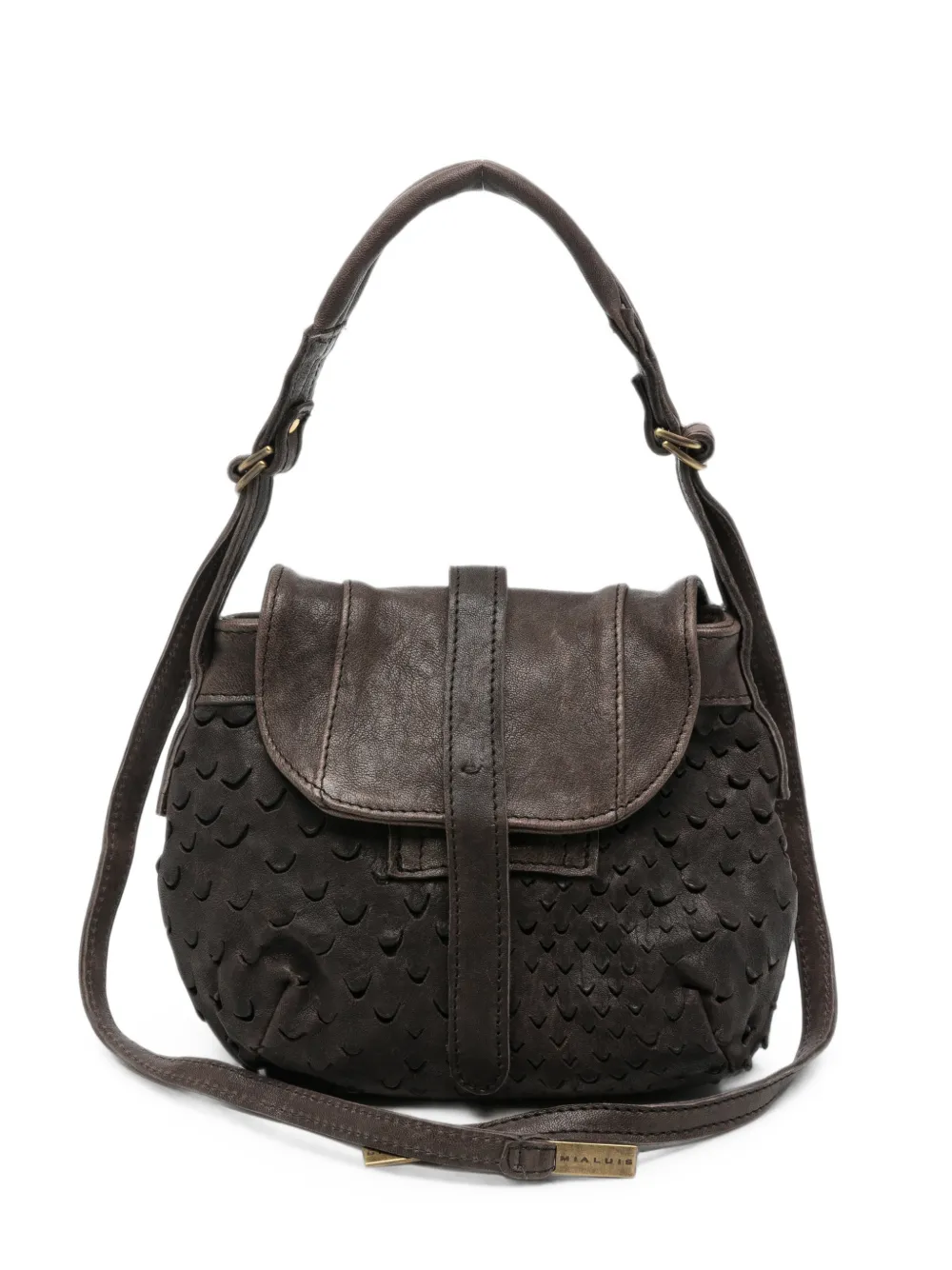 Mialuis mini Do Taipan pleated leather shoulder bag