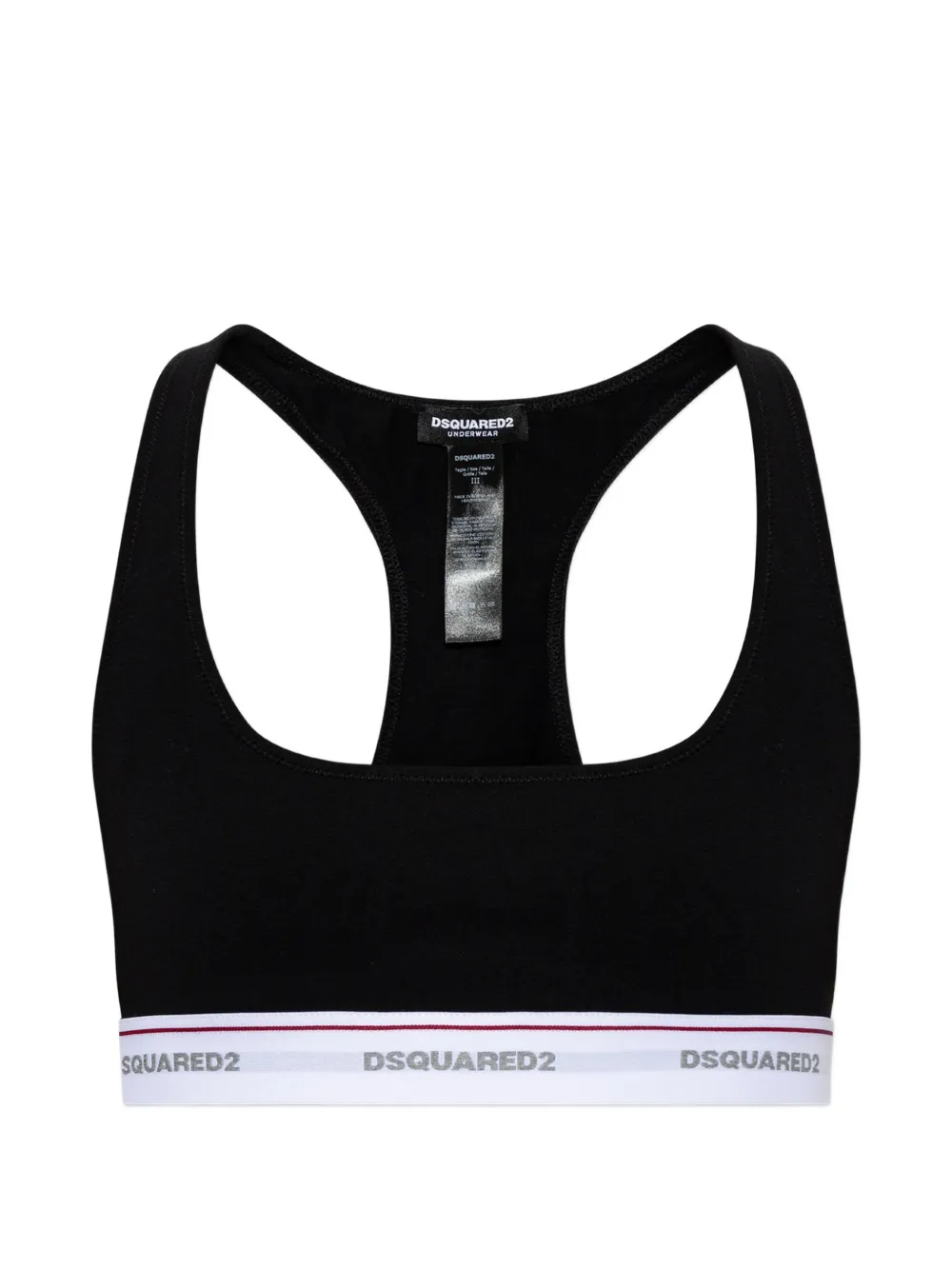 DSQUARED2 logo-band racerback bra - Nero