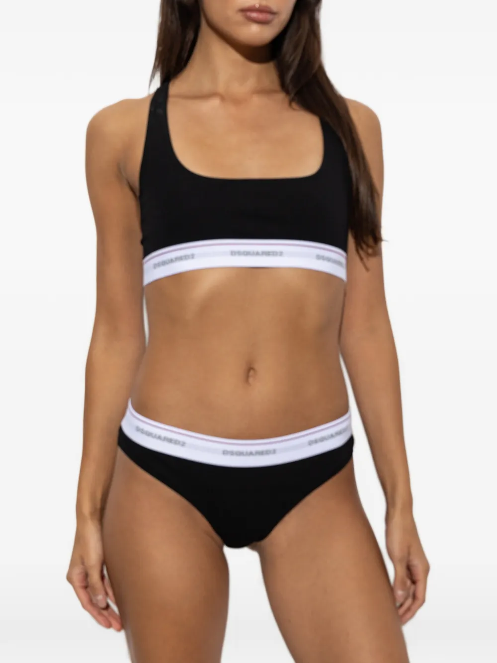 DSQUARED2 Racerback bh met logoband Zwart