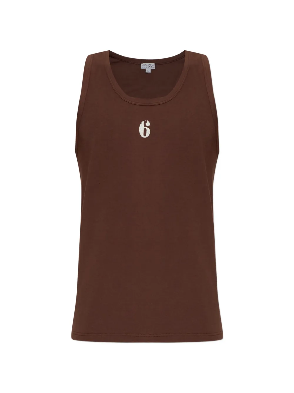 Mm6 Maison Margiela Logo-print Tank Top In Brown