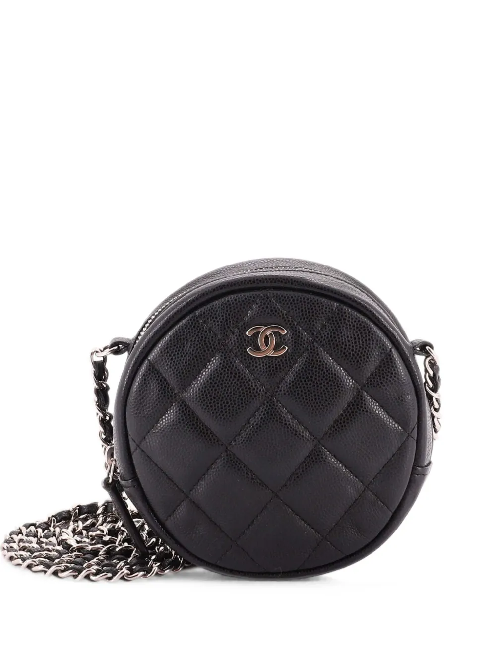 CHANEL Pre-Owned Round Clutch with Chain Quilted Caviar Mini crossbody bag - Nero