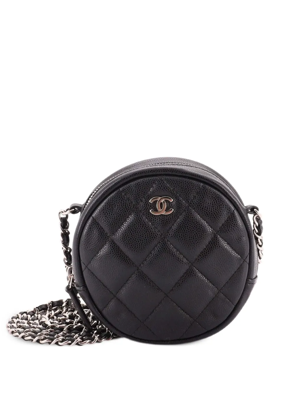 CHANEL Pre-Owned Round Clutch with Chain Quilted Caviar Mini crossbody bag - Nero