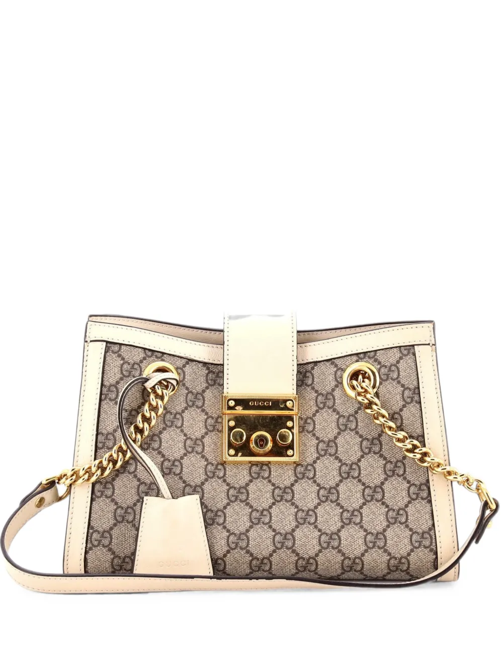 Gucci Pre-Owned Borsa a spalla Padlock piccola in tela cerata GG e pelle con catena - Bianco