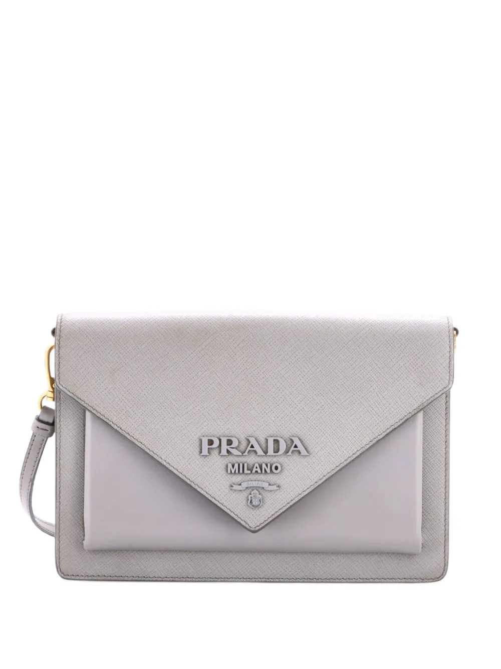 Prada Pre-Owned Monochrome Envelope Saffiano with City Calf Mini crossbody bag - Grigio