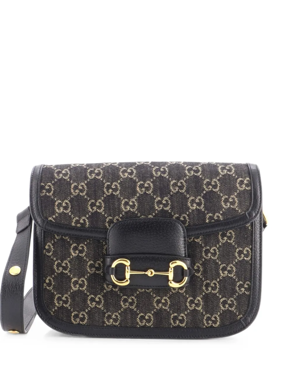 Gucci Pre-Owned Borsa a spalla Horsebit 1955 GG denim piccola - Nero
