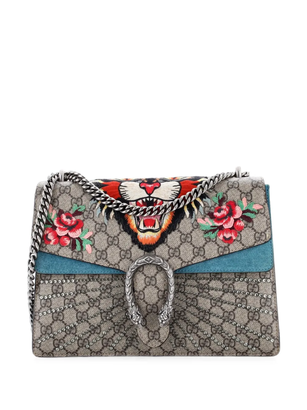 Gucci Pre-Owned Borsa a spalla Dionysus media in tela cerata GG con decorazioni - Marrone