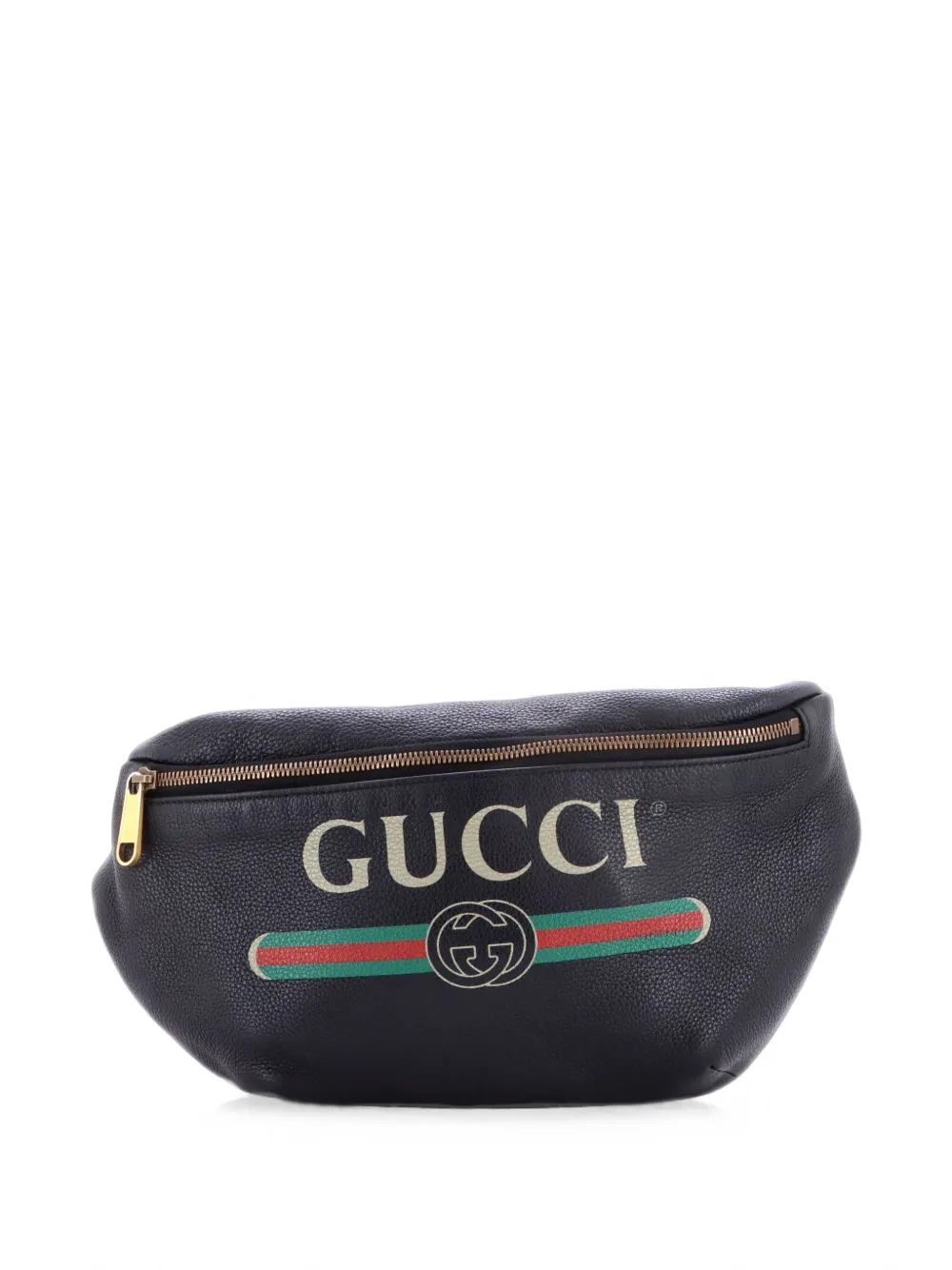 Gucci Pre-Owned Marsupio medio in pelle con stampa logo - Nero