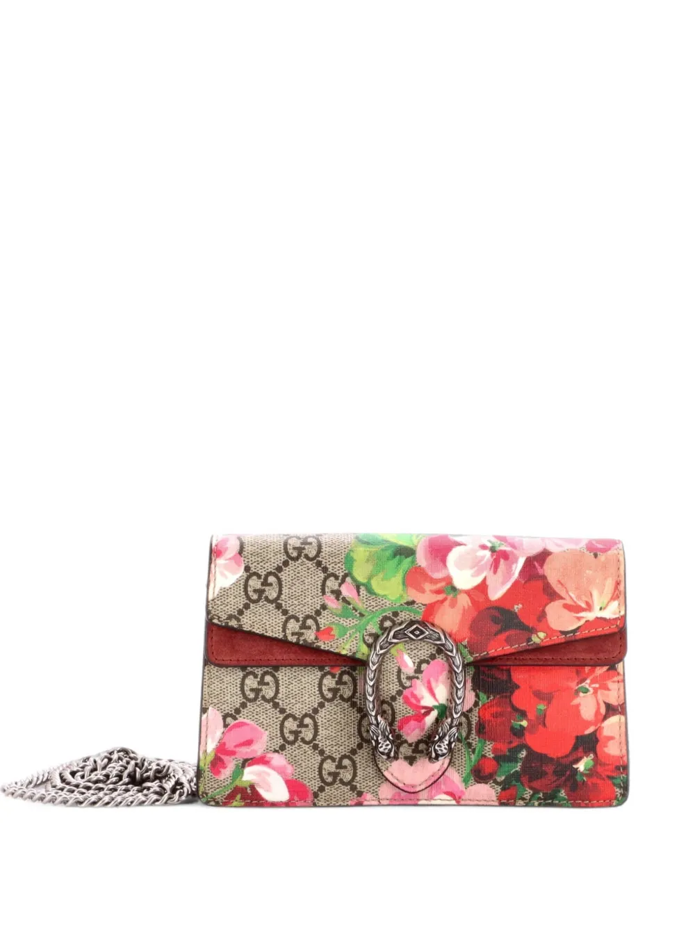 Gucci Pre-Owned Dionysus Bag Blooms Print GG Coated Canvas Super Mini crossbody bag - Marrone