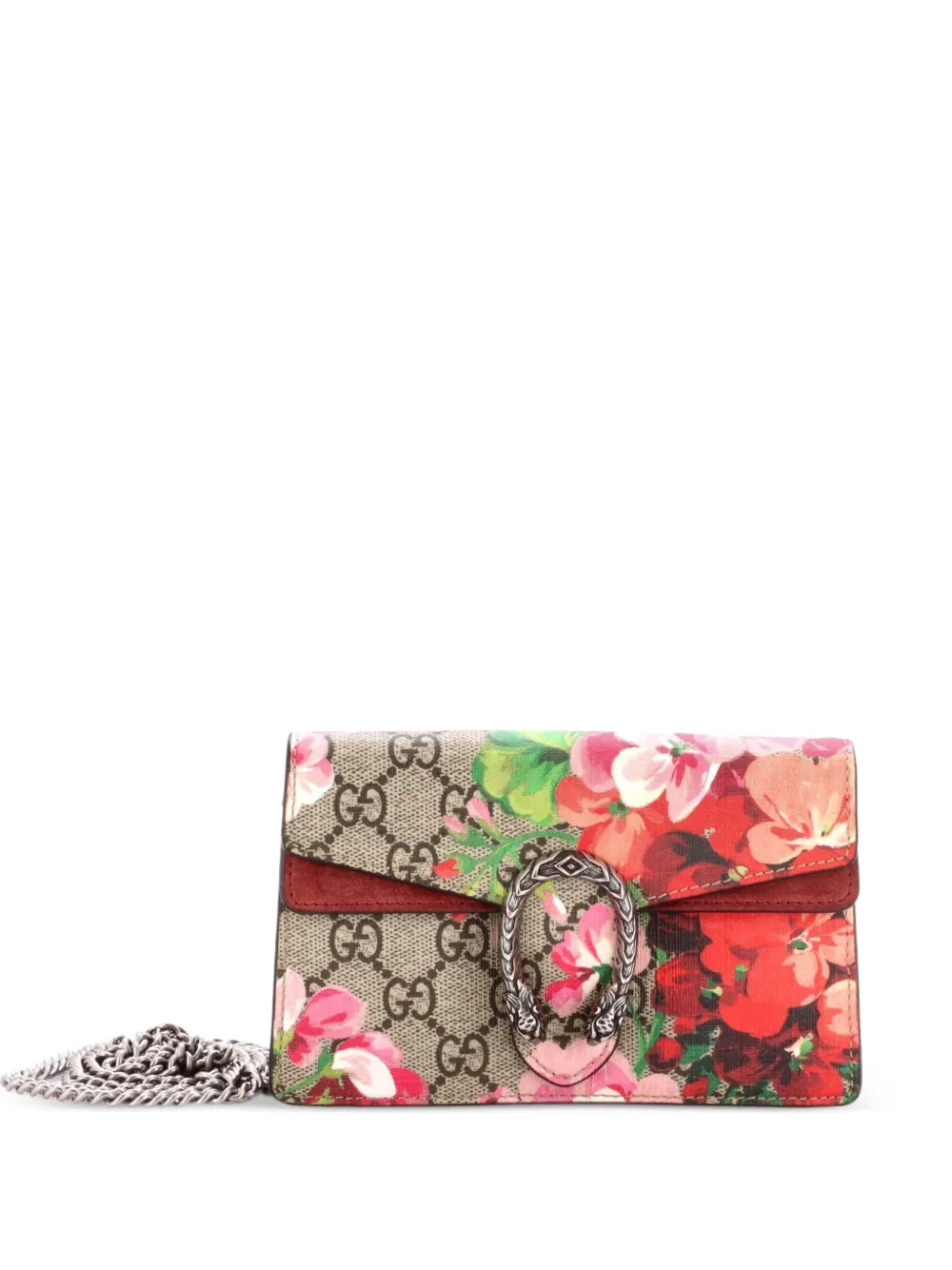 Gucci Pre-Owned Dionysus Bag Blooms Print GG Coated Canvas Super Mini crossbody bag - Marrone