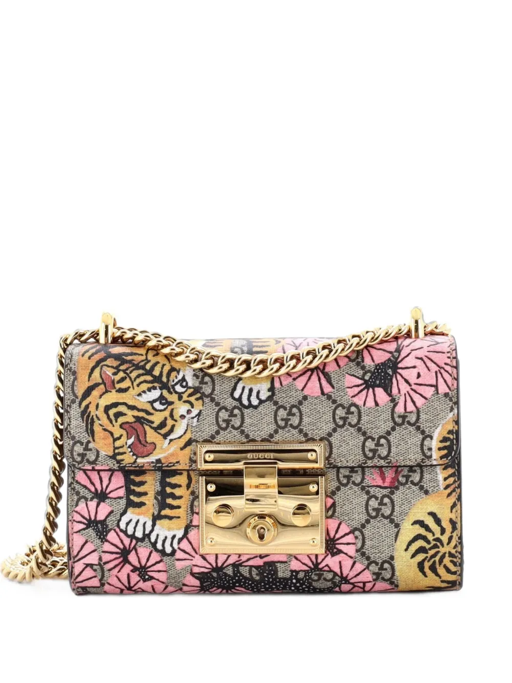 Gucci Pre-Owned Borsa a spalla Padlock piccola in tela cerata GG con stampa - Marrone