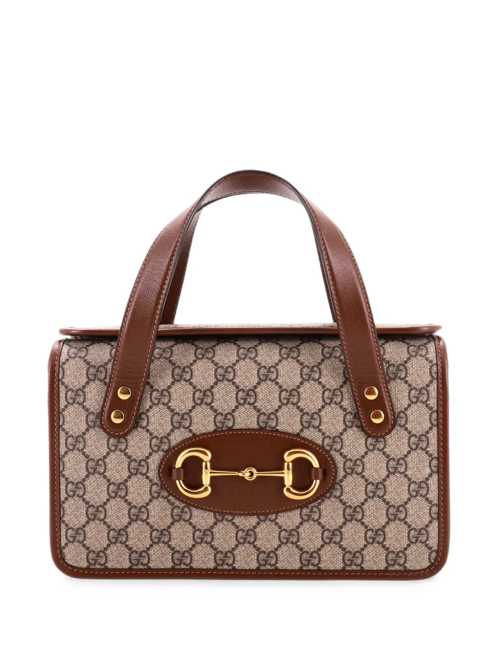 Gucci Pre-Owned Borsa a tracolla Horsebit 1955 piccola in tela cerata GG - Marrone