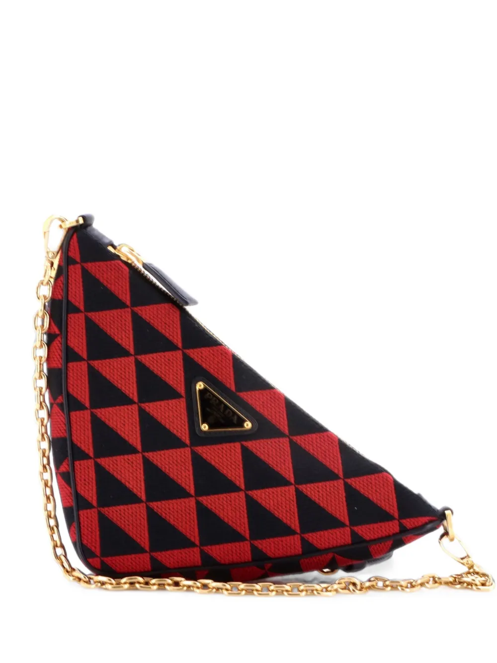 Prada Pre-Owned Borsa a spalla Symbole mini in pelle e jacquard con design a triangolo - Nero