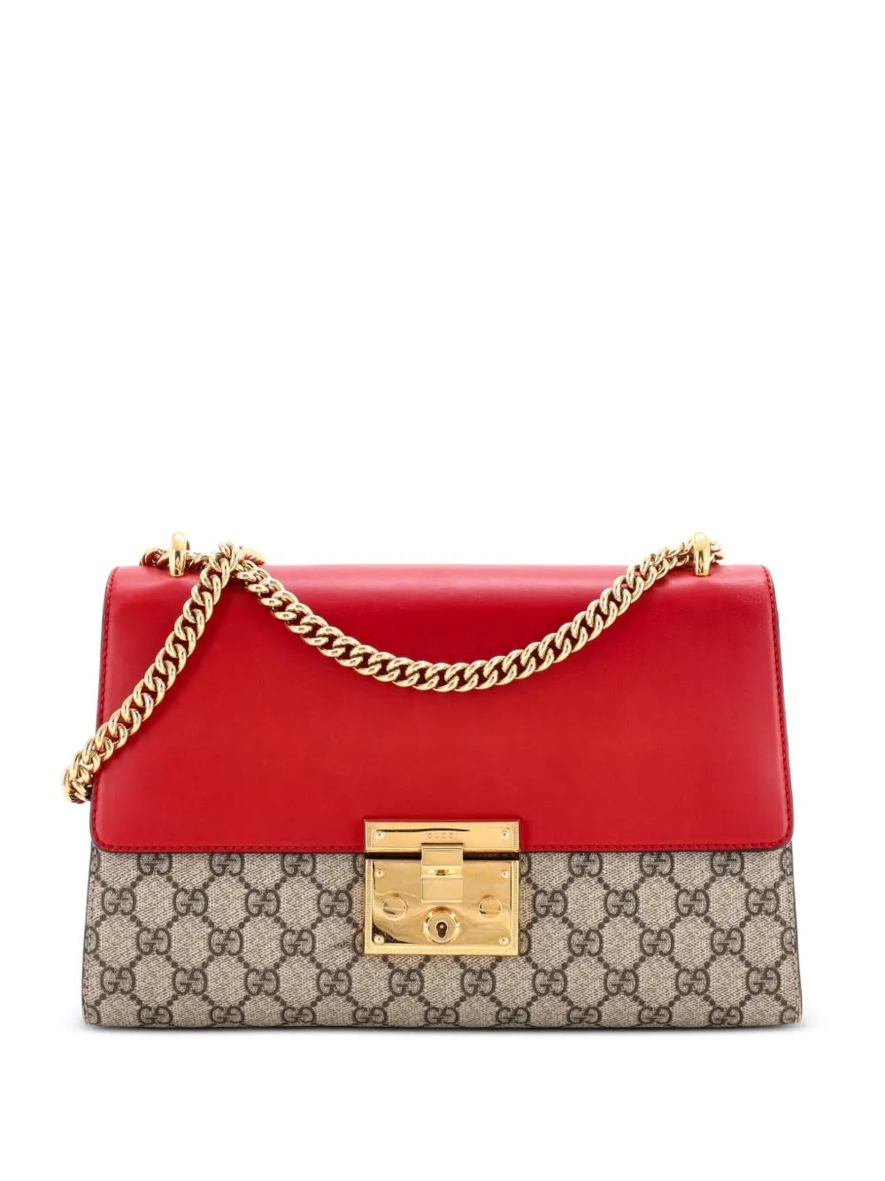 Gucci Pre-Owned Padlock GG Coated Canvas and Leather Medium shoulder bag - Red