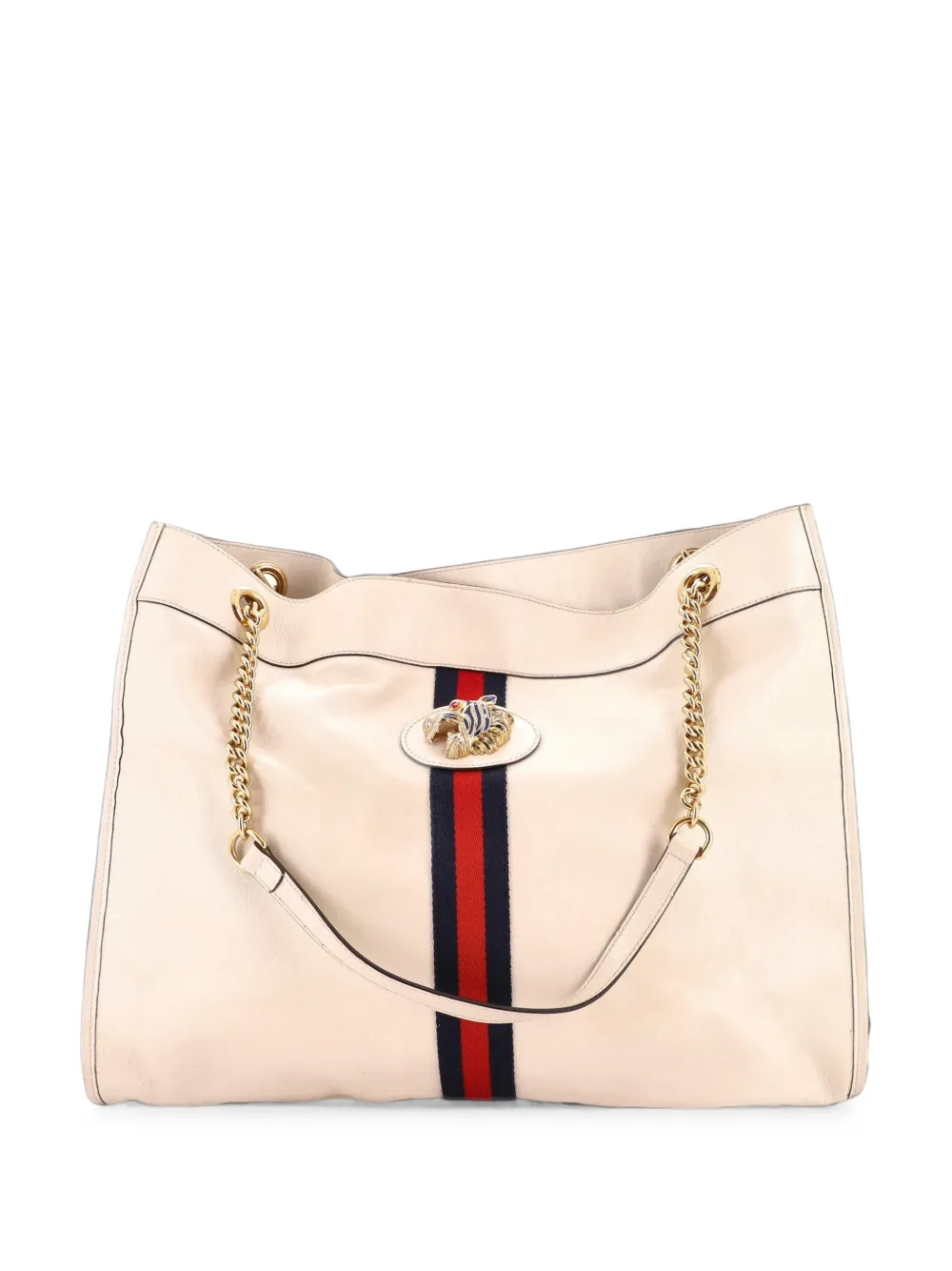 Gucci Pre-Owned Borsa tote Rajah grande in pelle con catena - Bianco