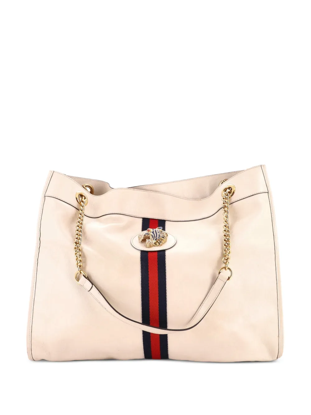 Gucci Pre-Owned grand sac cabas Rajah Chain en cuir - Blanc Gucci Pre-Owned grand sac cabas Rajah Chain en cuir - Blanc