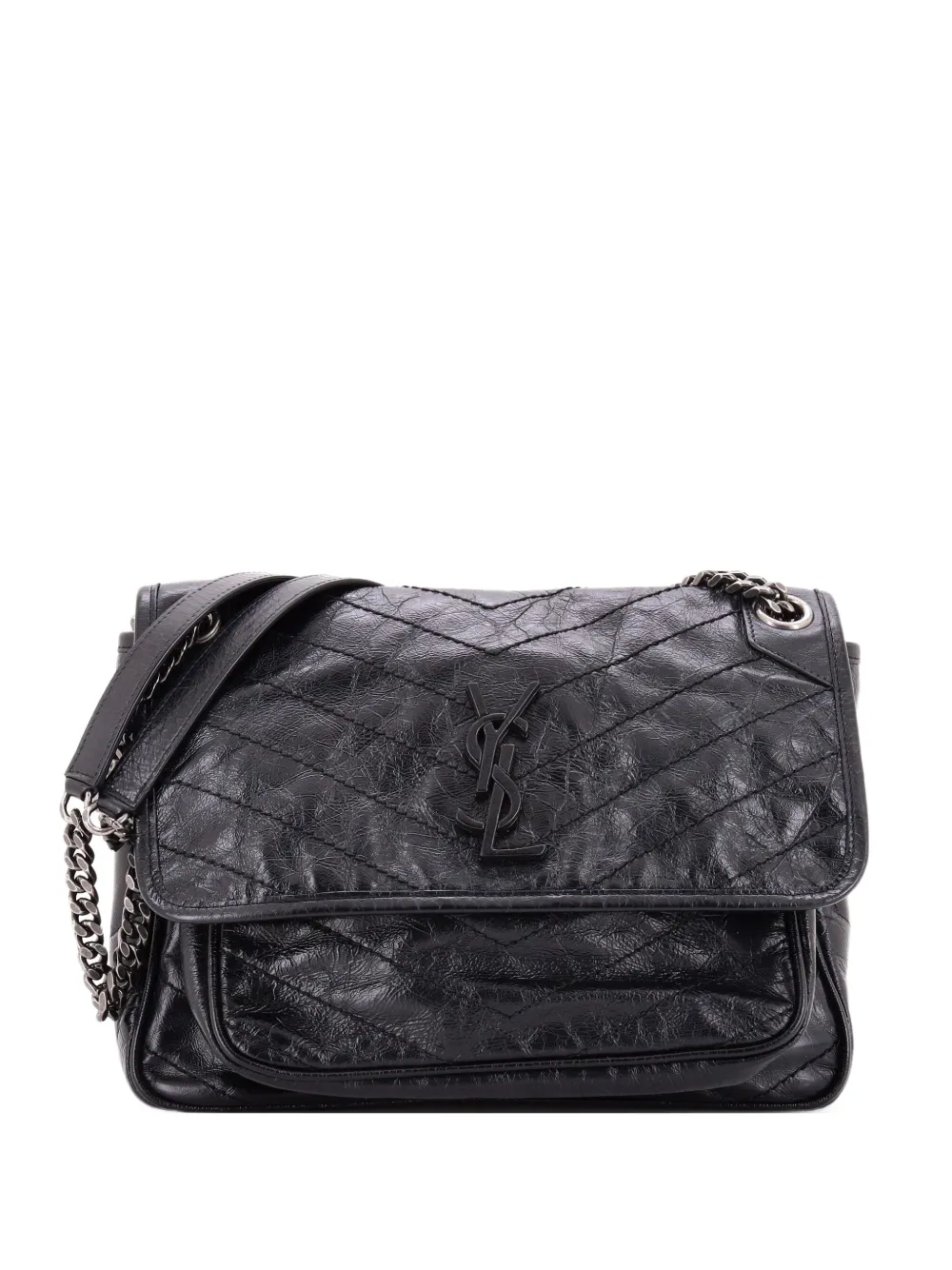 Saint Laurent Pre-Owned Niki Chain Flap Bag Matelasse Chevron Leather Medium shoulder bag - Nero