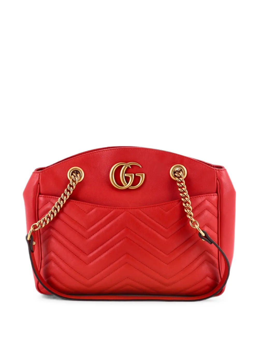 Gucci Pre-Owned Borsa a spalla GG Marmont media in pelle matelassé - Rosso
