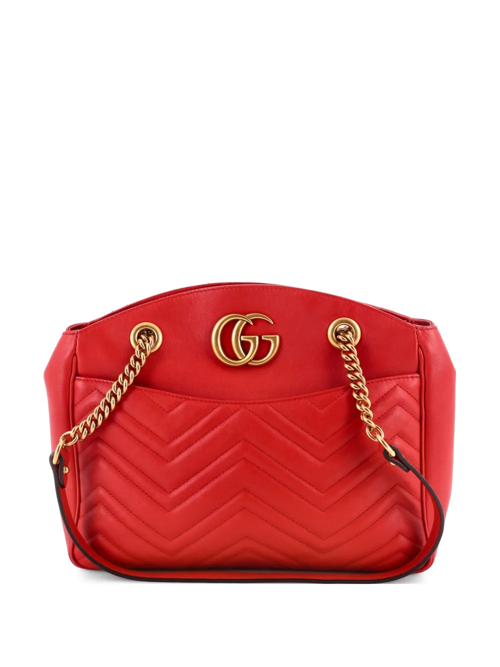 Gucci Pre-Owned Borsa a spalla GG Marmont media in pelle matelassé - Rosso