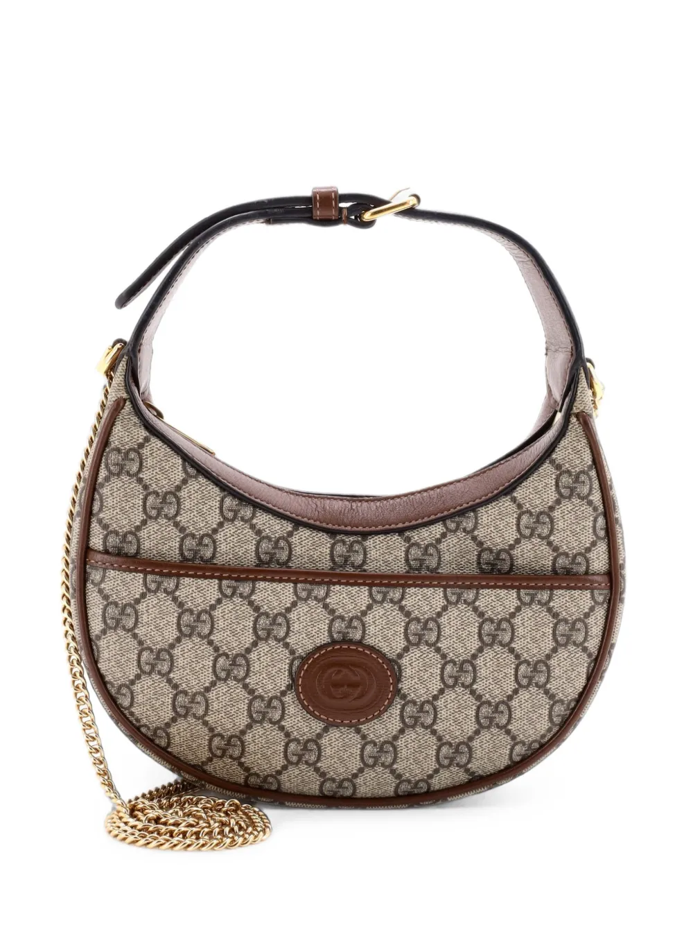 Gucci Pre-Owned Borsa passepartout Patch Half Moon mini in tela cerata GG - Marrone