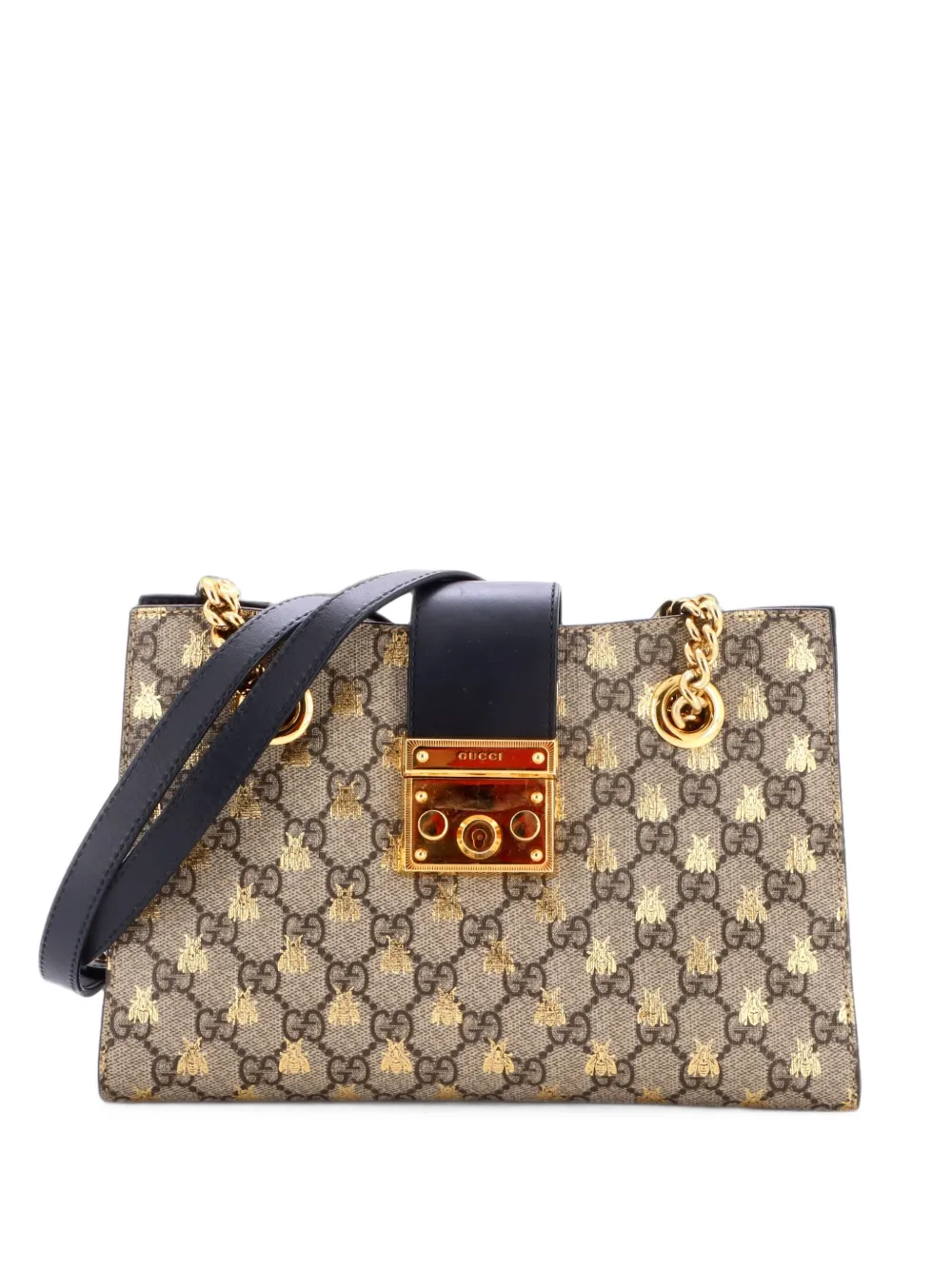 Gucci Pre-Owned Borsa tote piccola in tela cerata GG con stampa, lucchetto e catena - Marrone