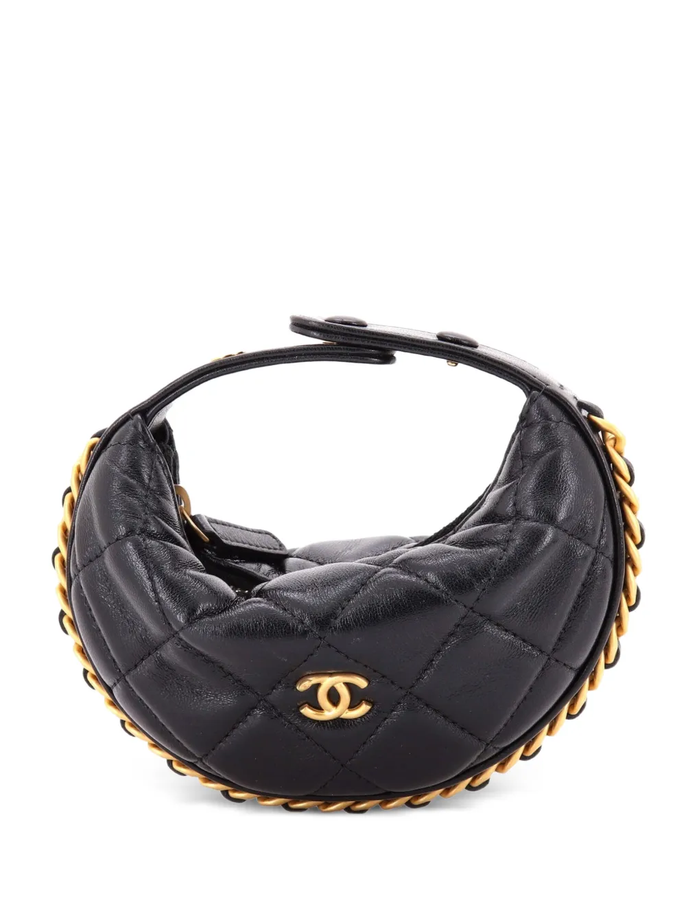 CHANEL Pre-Owned Chain Around Pouch Quilted Lambskin Extra Mini hobo bag - Nero